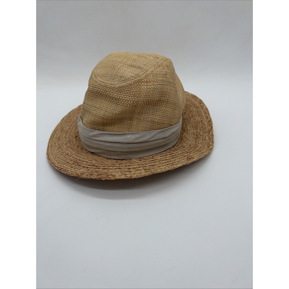 Tommy Bahama Straw Fedora Hat Men's L/XL Natural Tan Wide Brim Beach Summer